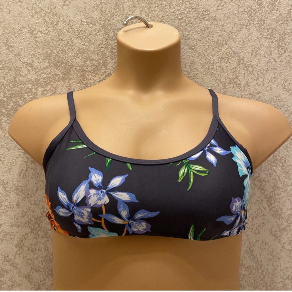 Kona Sol Dark Multicolor Floral Bikini Top